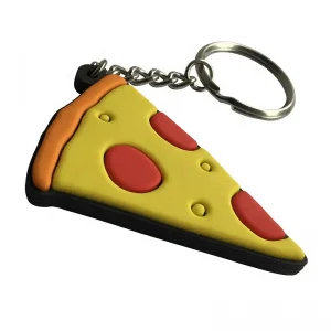 Custom Double-sided Funny Pizza Shaped Soft Pvc Keychain Rubber Keyring-2