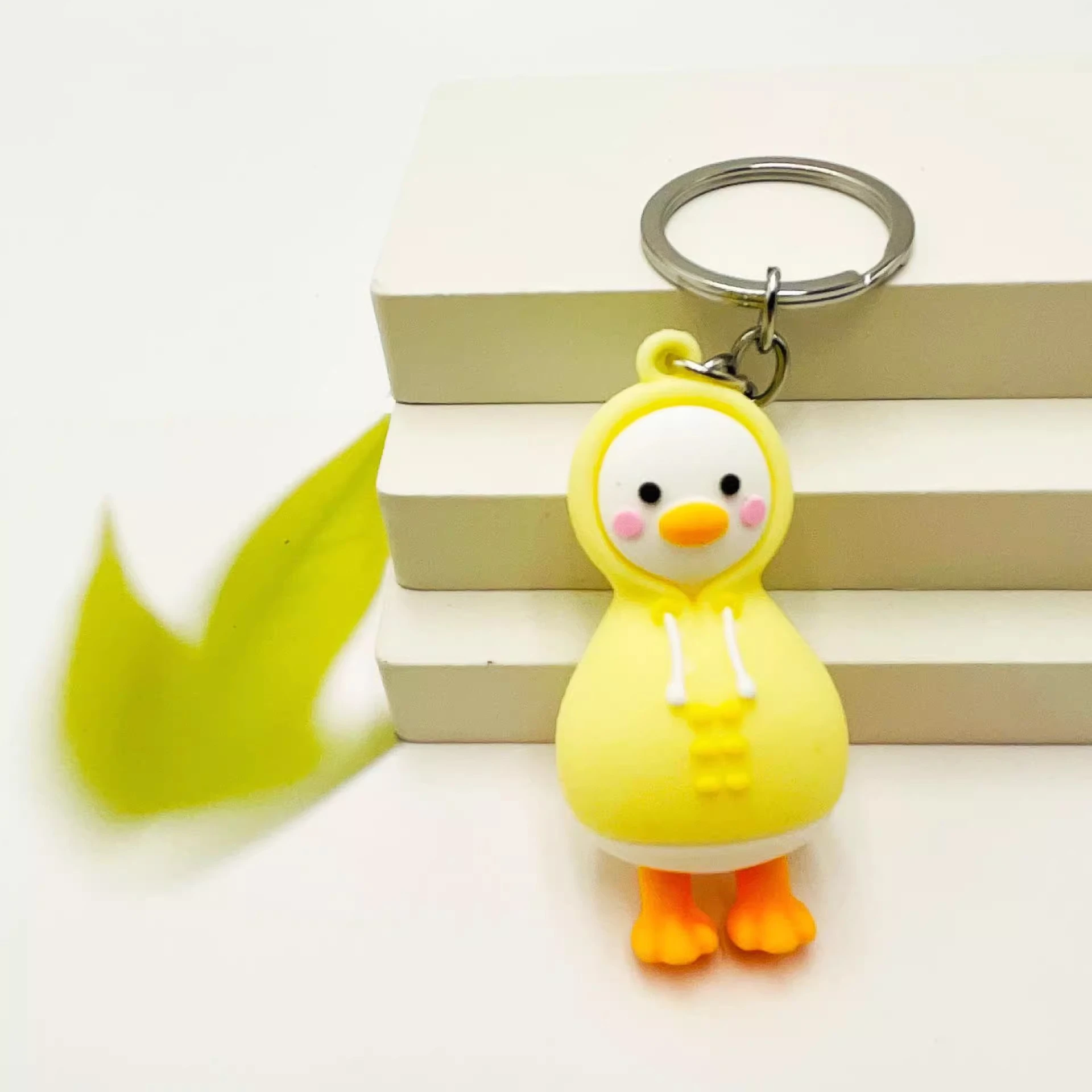 cute silicone cartoon fruit duck keychain for women’s couples, backpack charm, plush, car keychain ring