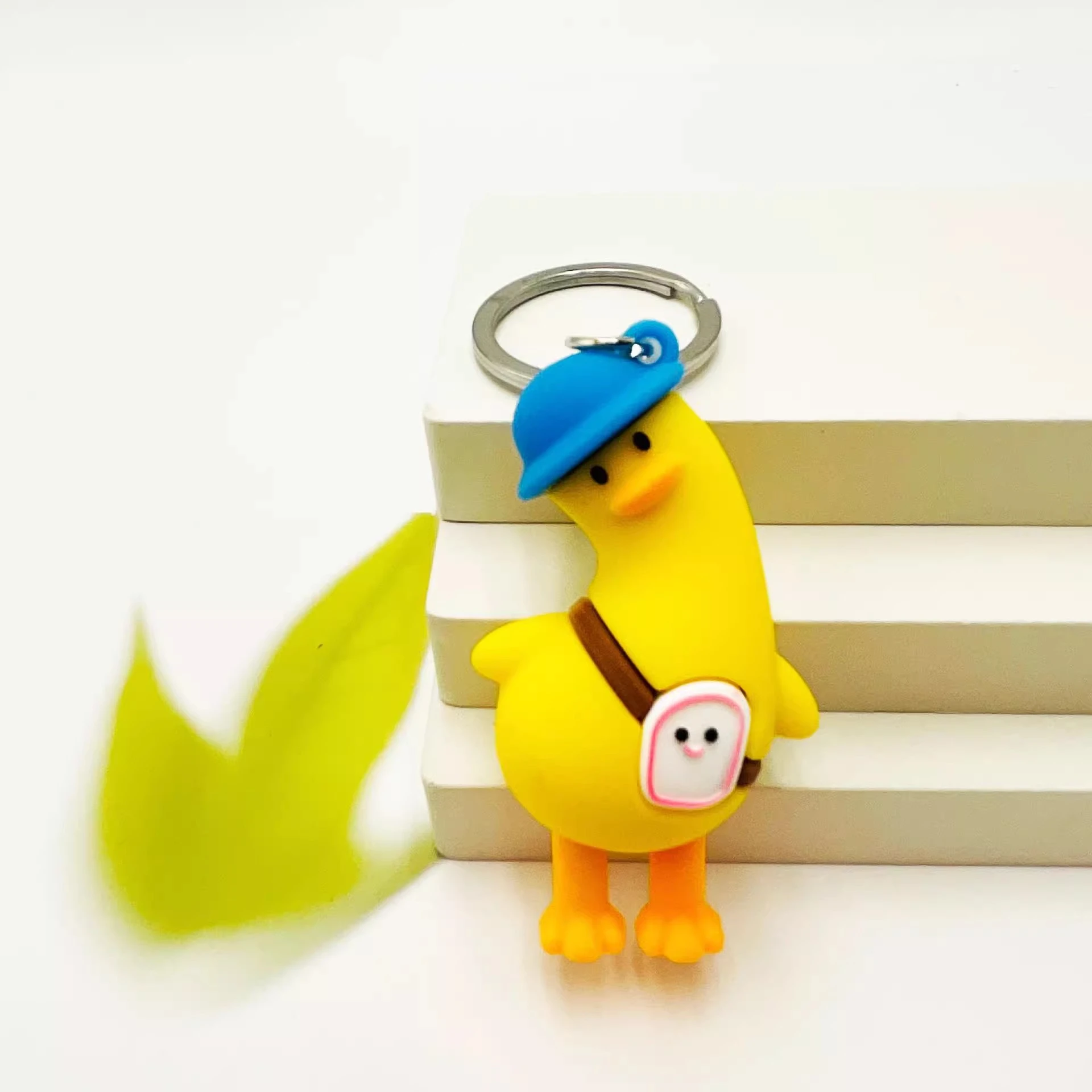 cute silicone cartoon fruit duck keychain for women’s couples, backpack charm, plush, car keychain ring