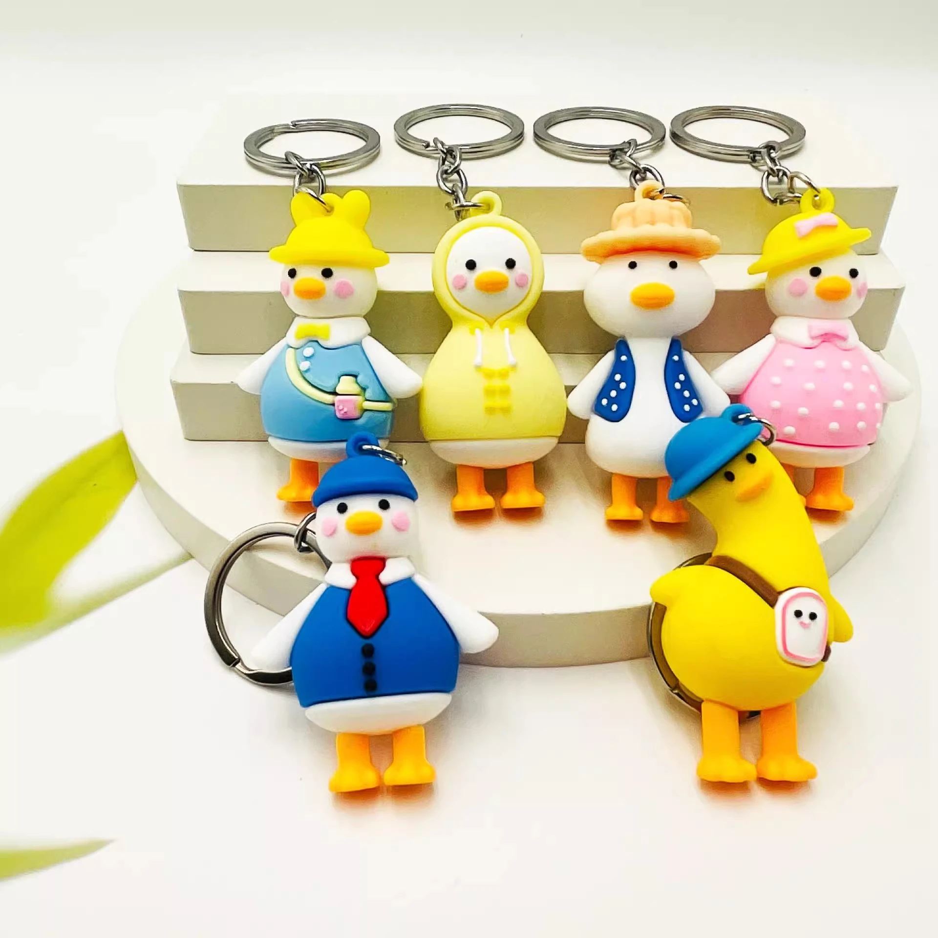 cute silicone cartoon fruit duck keychain for women’s couples, backpack charm, plush, car keychain ring