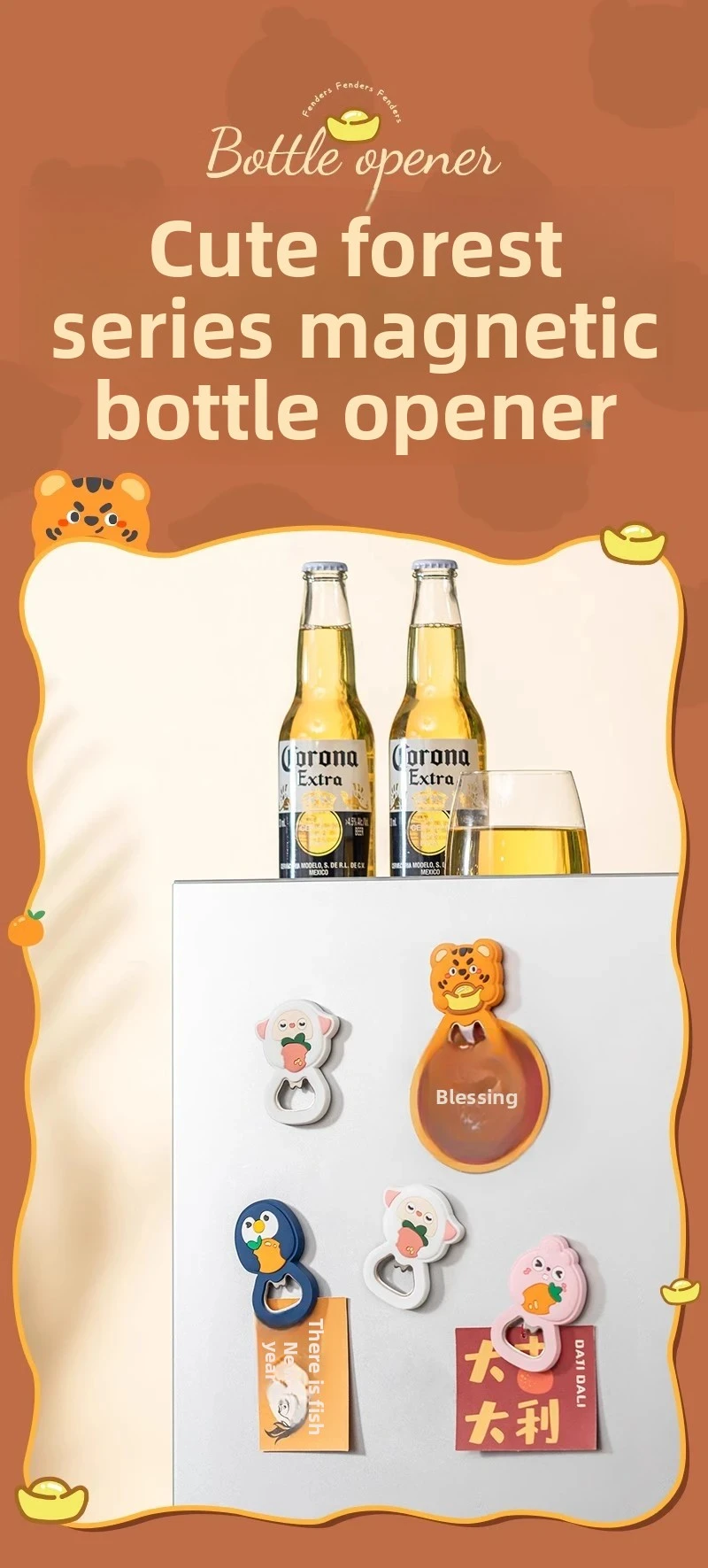 magnetic bottle opener cute cartoon fridge magnet