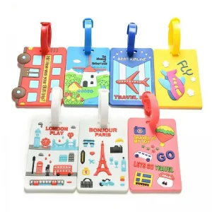 OEM Maker Waterproof Custom 3D Name Logo Soft PVC Rubber Travel Luggage Tags with Plastic Buckle-2