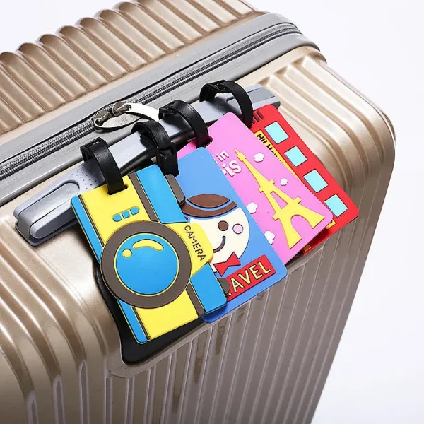 OEM Maker Waterproof Custom 3D Name Logo Soft PVC Rubber Travel Luggage Tags with Plastic Buckle