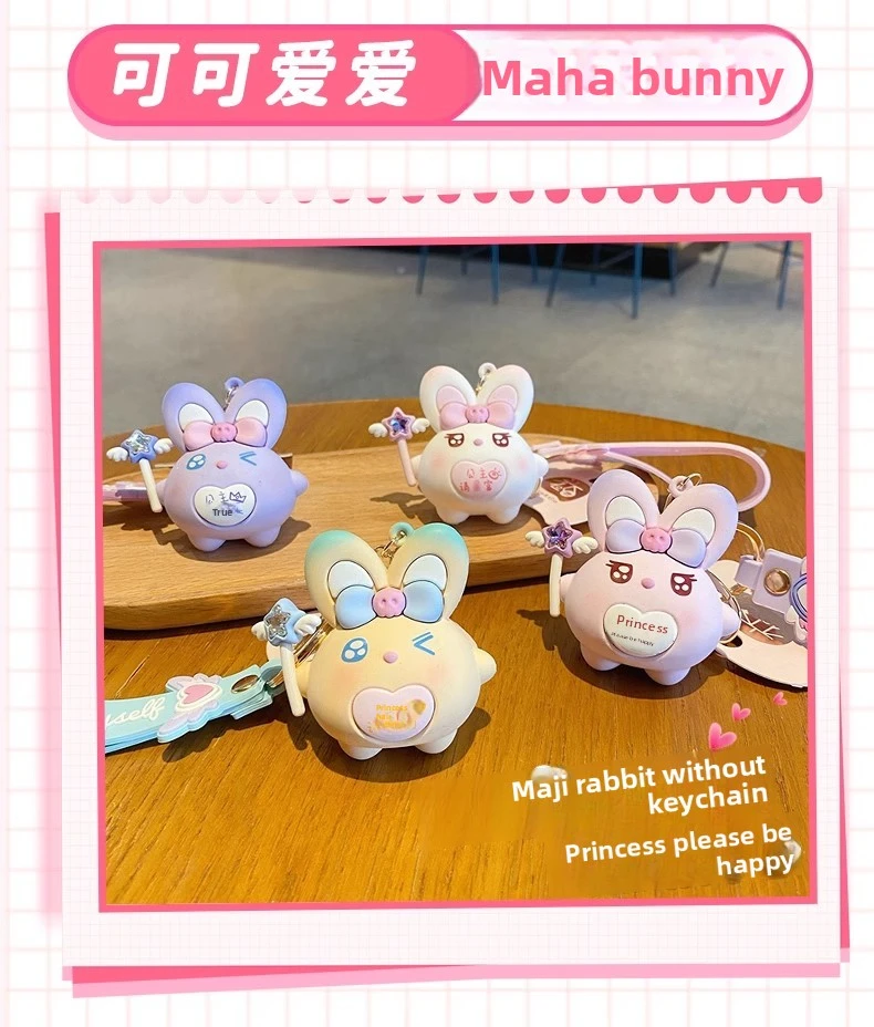latest moji rabbit silicone keychain as keychains or bag hangers