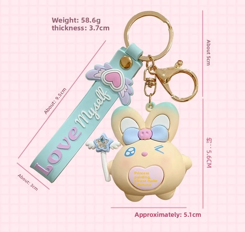 latest moji rabbit silicone keychain as keychains or bag hangers