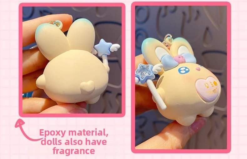 latest moji rabbit silicone keychain as keychains or bag hangers