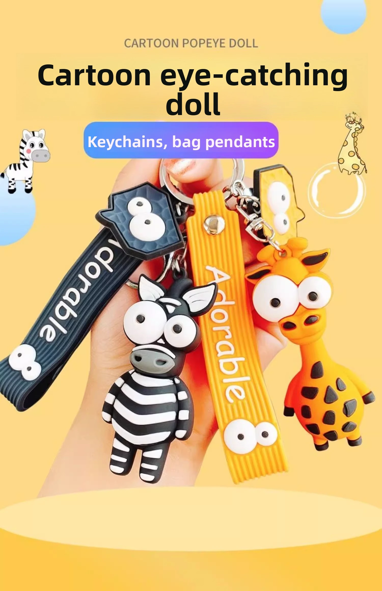 lucky charm animal keychains: adorable car key & schoolbag hangings