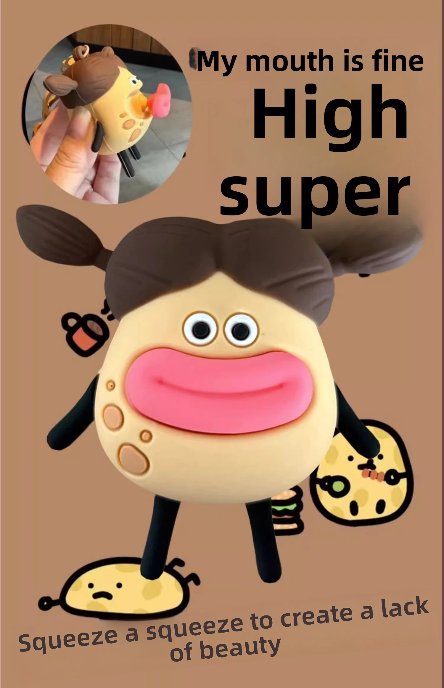 creative tudou jun sausage mouth keyring for stress relief