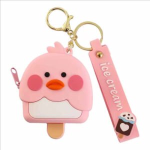 adorable rubber duck & chick cartoon silicone keychain purses for travel