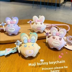 latest moji rabbit silicone keychain as keychains or bag hangers