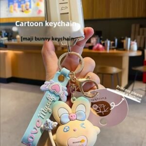latest moji rabbit silicone keychain as keychains or bag hangers