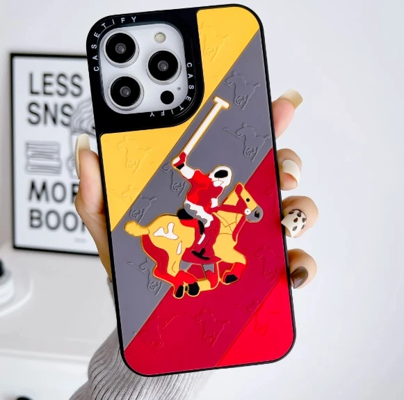 shock resistant 3d silicone phone case with lifelike polo scenes
