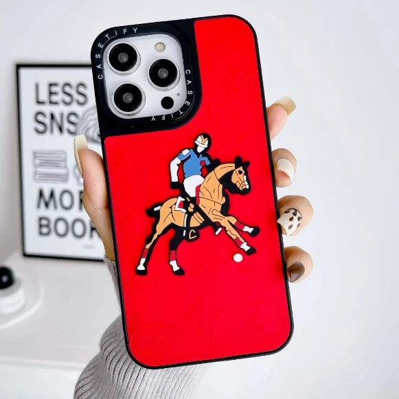 shock resistant 3d silicone phone case with lifelike polo scenes