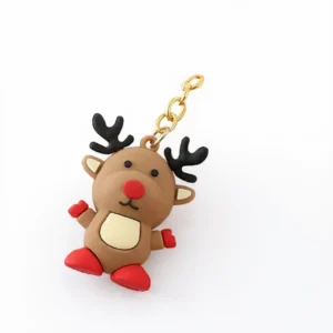 3d pvc soft rubber pendant accessory christmas key chains gift keyring