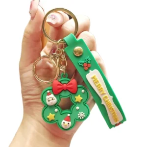 merry christmas keychains cartoon santa claus snowman custom keychain for new year decoration