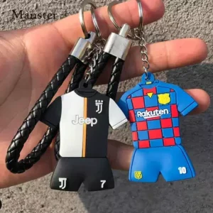 cute cartoon football match jersey keychain 3d soft pvc rubber key ring keychains
