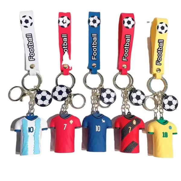 cute cartoon football match jersey keychain 3d soft pvc rubber key ring keychains
