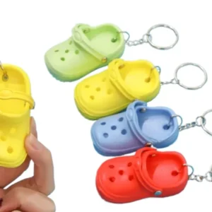 wholesale plastic silicon flip flops slipper keychain with mini shoe box 3d sandal keychain