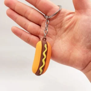 trendy creative simulation food key chains: pvc soft glue burger, fries, pizza, hot dog toys for gift