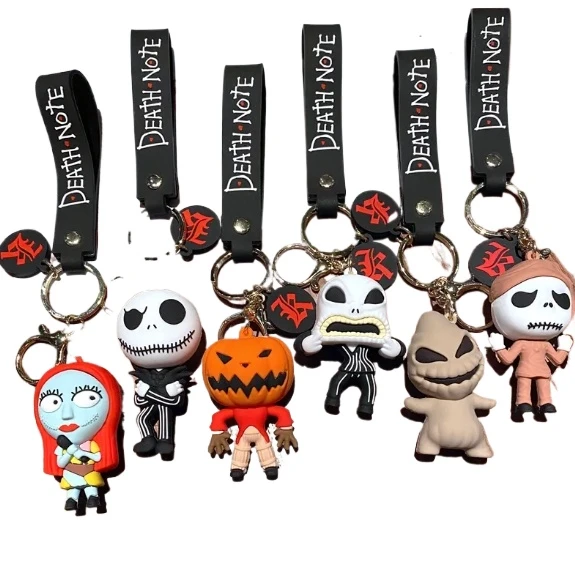 wholesale 3d pvc rubber jack and sally halloween keychains
