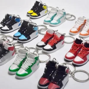 popular 3d sneaker keychain mini sport shoes keyring pvc silicone football cute keychains