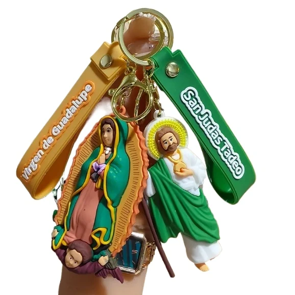 exquisite 3d design pvc rubber silicone jesus keychains