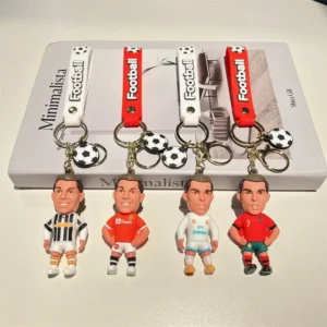 most popular 3d cartoon keychain football teams star pvc rubber jersey toy keychains