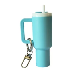 multi purpose pvc cup shaped keychain with lipstick holder backpack key ring