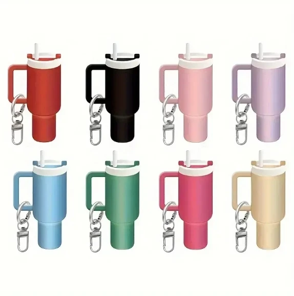 multi purpose pvc cup shaped keychain with lipstick holder backpack key ring