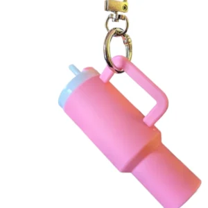 multi purpose pvc cup shaped keychain with lipstick holder backpack key ring