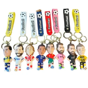 wholesale 3d uv printed football star cartoon keychains in soft pvc for personalized jersey & backpack gifts “football star cartoon keychains