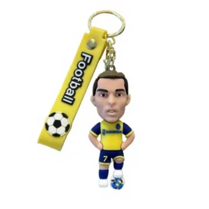 wholesale 3d uv printed football star cartoon keychains in soft pvc for personalized jersey & backpack gifts “football star cartoon keychains