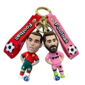 wholesale 3d uv printed football star cartoon keychains in soft pvc for personalized jersey & backpack gifts “football star cartoon keychains