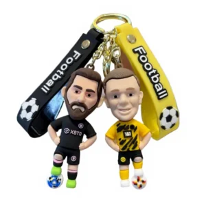 wholesale 3d uv printed football star cartoon keychains in soft pvc for personalized jersey & backpack gifts “football star cartoon keychains