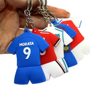 pvc football jersey keychain pvc ac milan paris pendant key rings