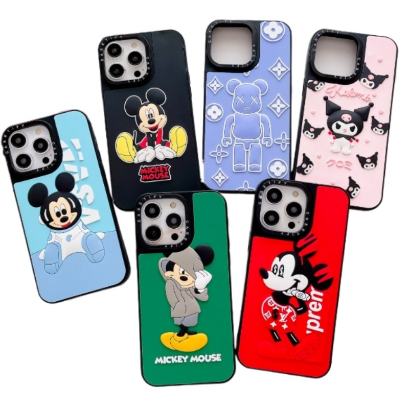 3d cartoon adorned silicone protective cover for iphone