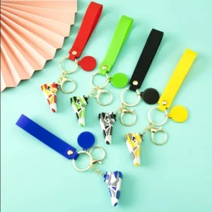 popular 3d sneaker keychain mini sport shoes keyring pvc silicone football cute keychains