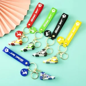popular 3d sneaker keychain mini sport shoes keyring pvc silicone football cute keychains