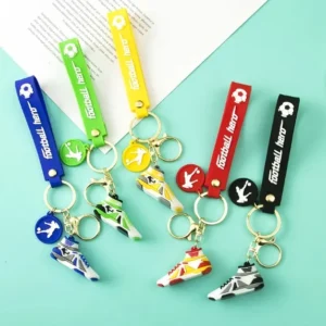 popular 3d sneaker keychain mini sport shoes keyring pvc silicone football cute keychains