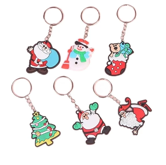 wholesale custom pvc christmas keychain promotional santa keychain christmas tree keychain for gifts