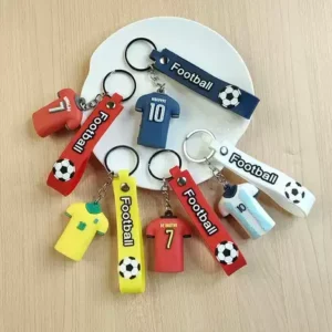 cute cartoon football match jersey keychain 3d soft pvc rubber key ring keychains