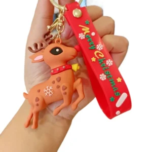 custom xmas pvc keychain soft rubber christmas key ring plastic key chains