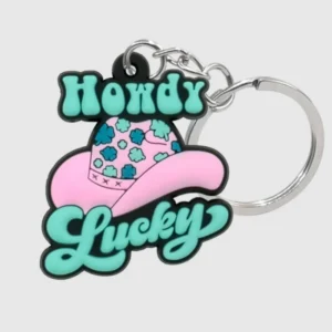 get cool new design cowboy 2d rubber keyrings custom key chains