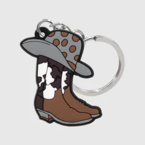 wholesale 2d cowboy rubber keyrings personalized colorful hats boots keychains