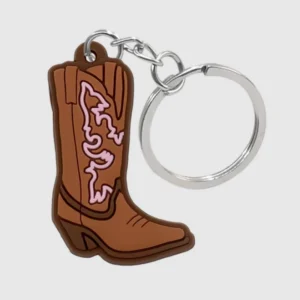 wholesale 2d cowboy rubber keyrings personalized colorful hats boots keychains