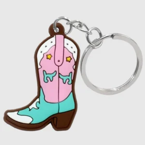wholesale 2d cowboy rubber keyrings personalized colorful hats boots keychains