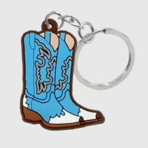 wholesale 2d cowboy rubber keyrings personalized colorful hats boots keychains