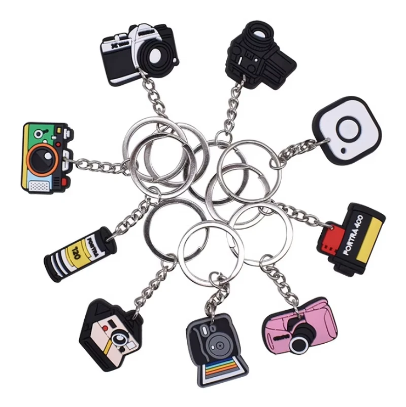 adorable soft pix designed rubber camera shaped keychain for key holder