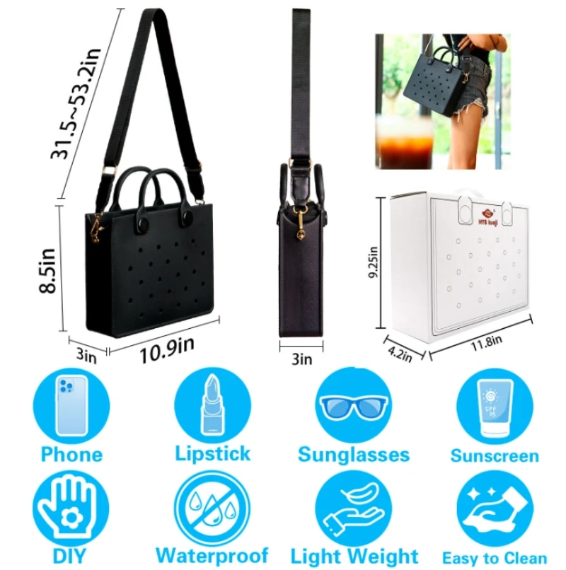 women's waterproof eva tote bags clean multifunctional handbags with adjustable shoulder strap