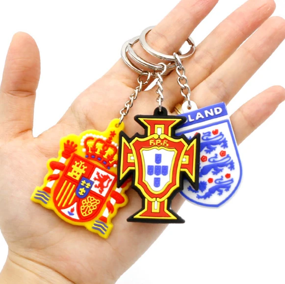 football fan pendant jewelry souvenir world football country flag pvc silicone keychain